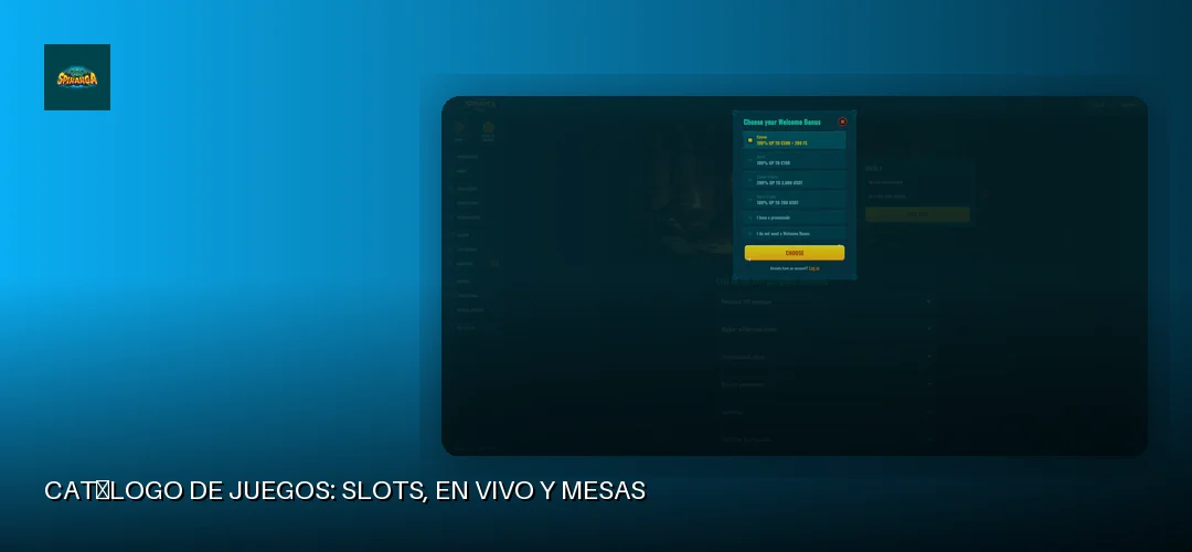 Catálogo de juegos: slots, en vivo y mesas